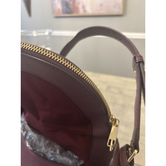 Marc Jacobs The Groove Hobo Large Fold Over Bag Burgundy Pebbled Leather - Picture 8 of 13